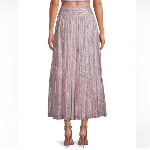 Ramy Brook Dresses & Skirts - Ramy Brook | Luxe Jessie Pink Shimmer Metallic Split Front Ruffle Maxi Skirt 2